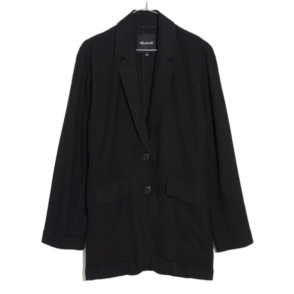 NWT Madewell Larsen Breezewoven Linen Blend Blazer in Black Size Medium - Picture 9 of 9